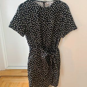 & Other Stories Black Polka Dot Wrap Tie Dress